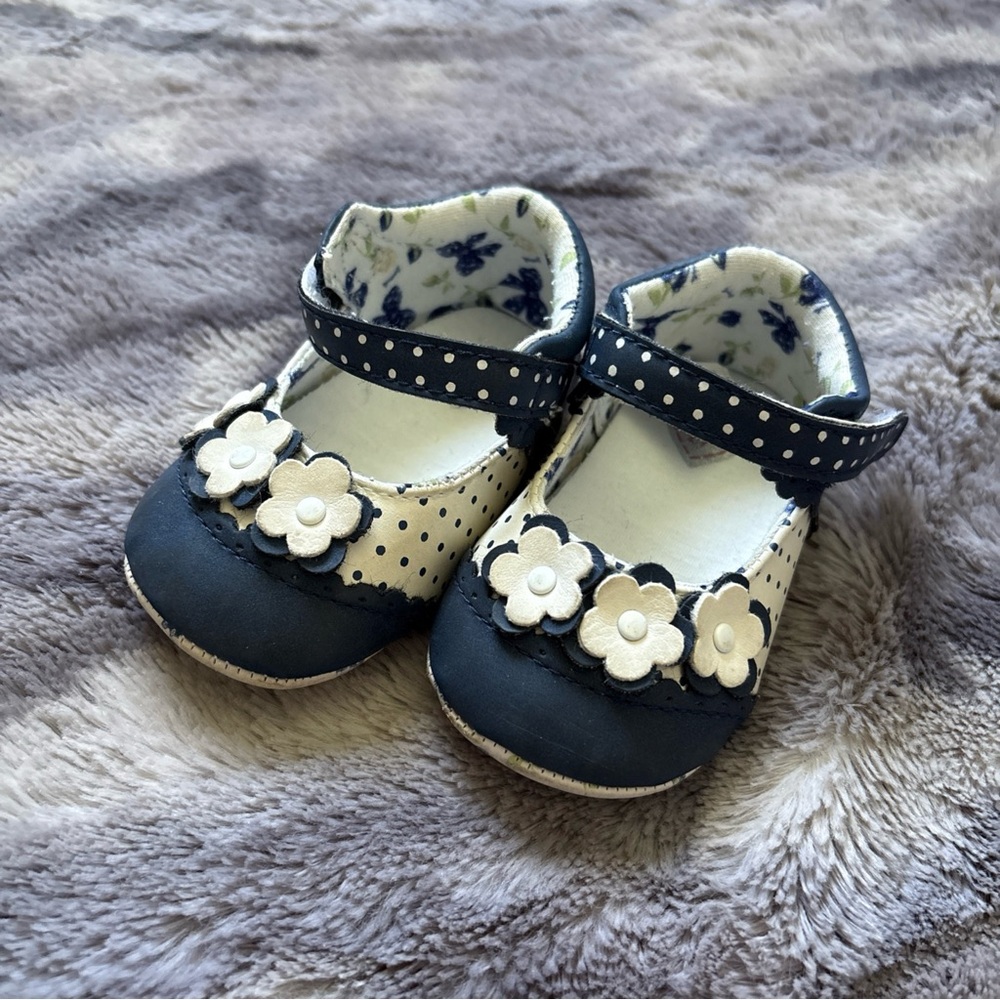 Baby Girls’ Blue Flower Limonada Shoes Size 8-10 Months